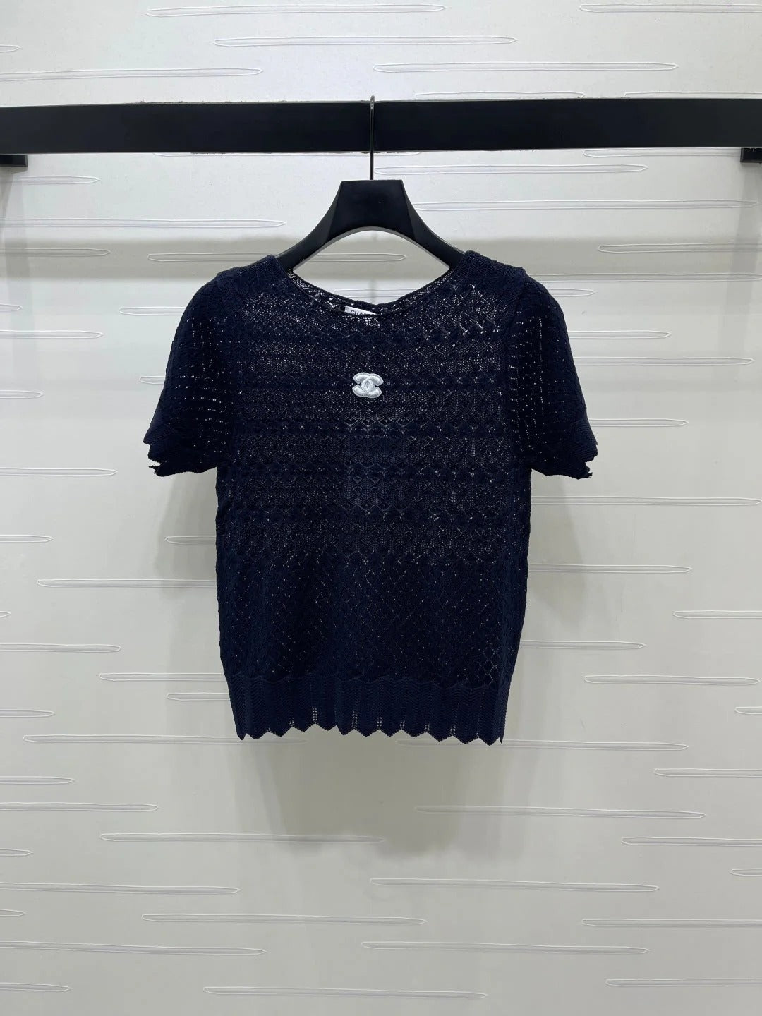 Chanel 2026 Double C Logo Knit Short-sleeved Shirt 380703