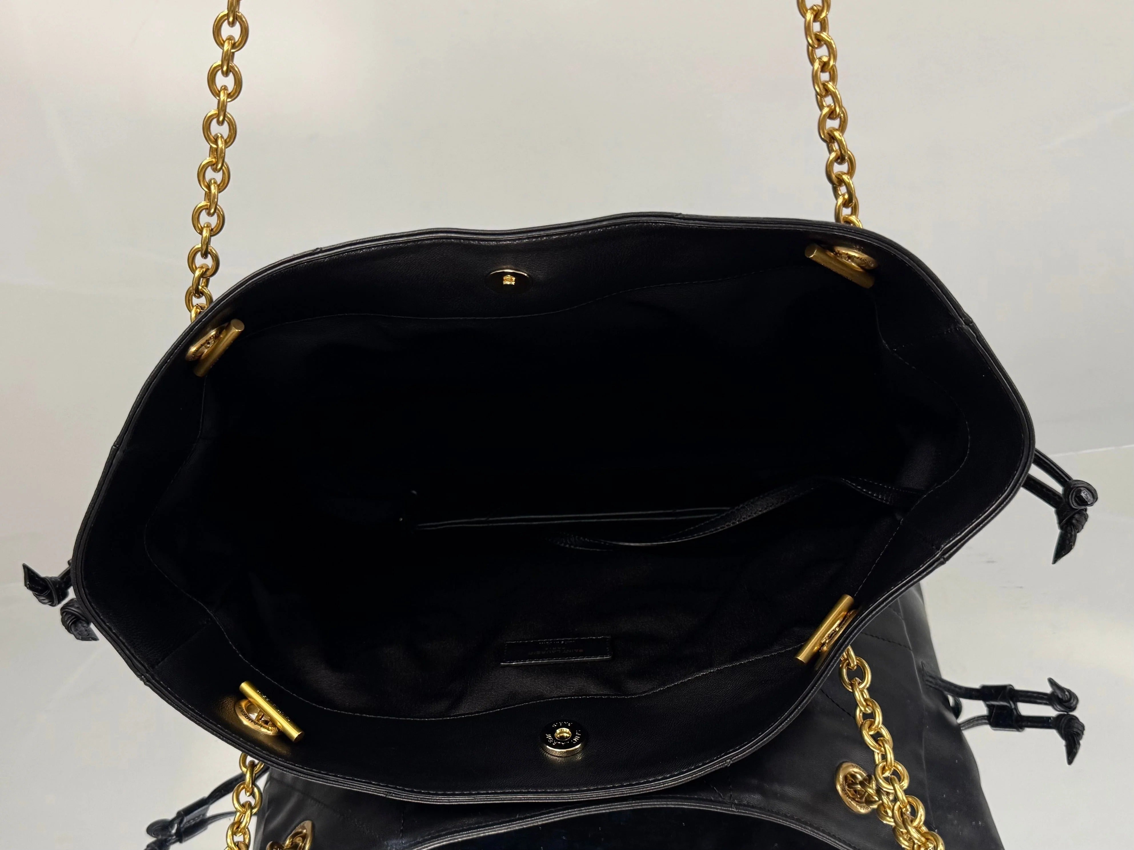 YSL Small Tote Bag 29 Black Caflskin