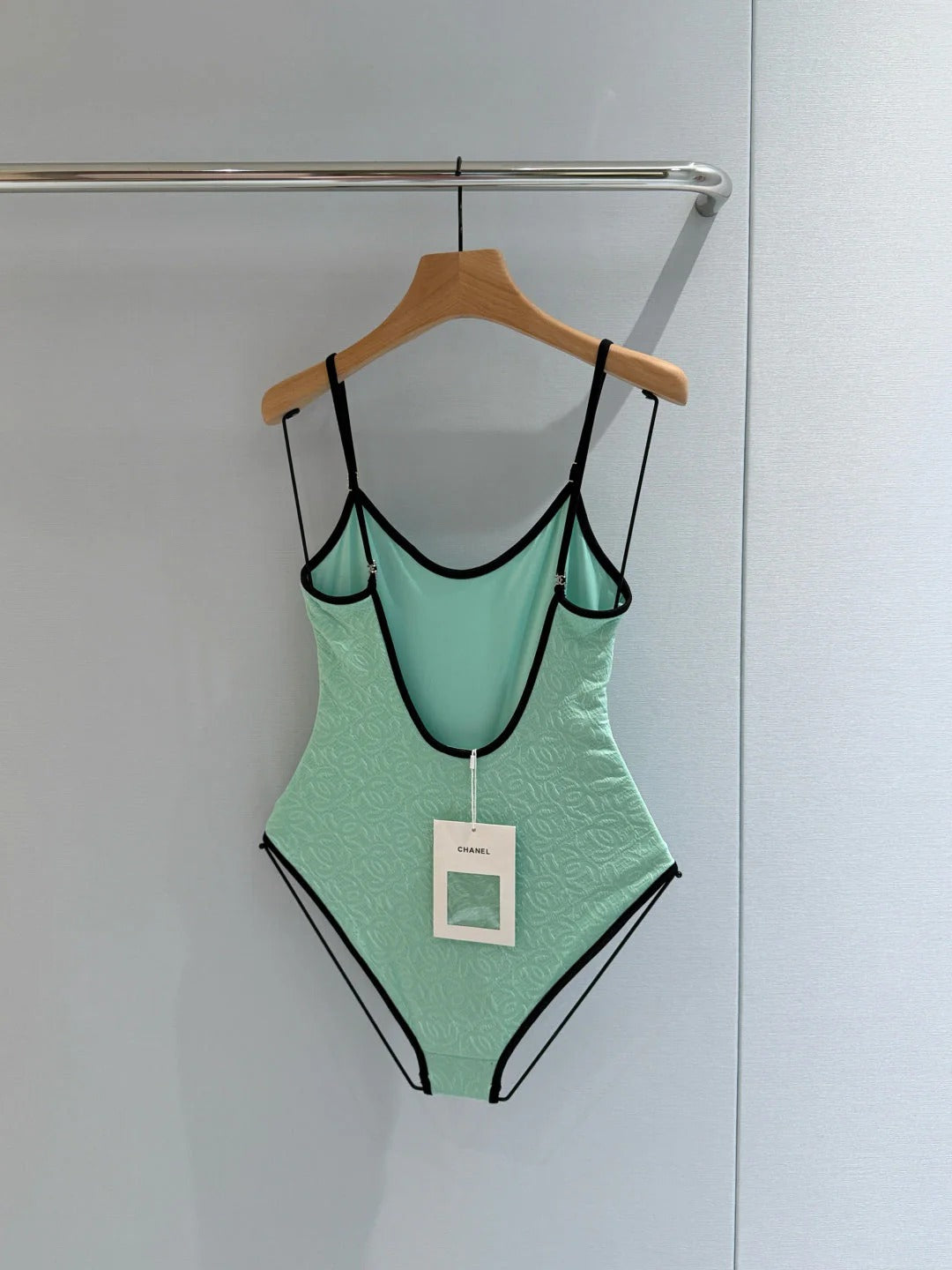 Chanel 2026 One-piece Swimsuit Mint Green mix Black Cotton 650604