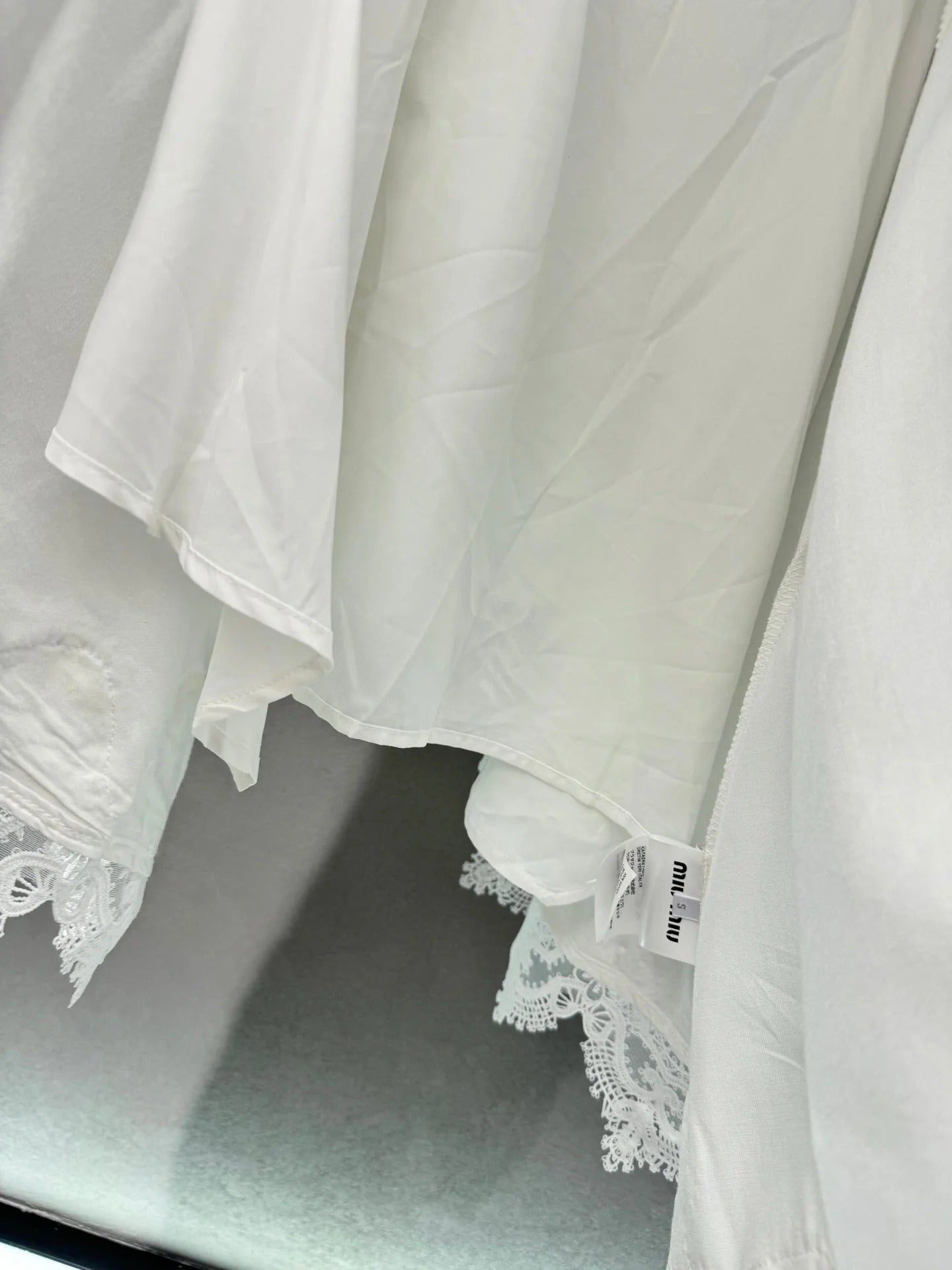 Miu Miu White Lace-up Dress in Cotton 369566