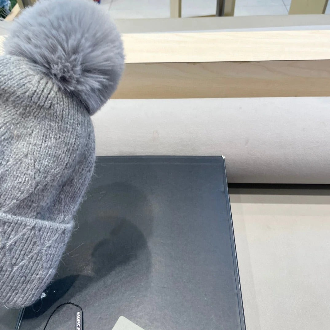 Balenciaga Knitted Hat with Pom-Pom 436967