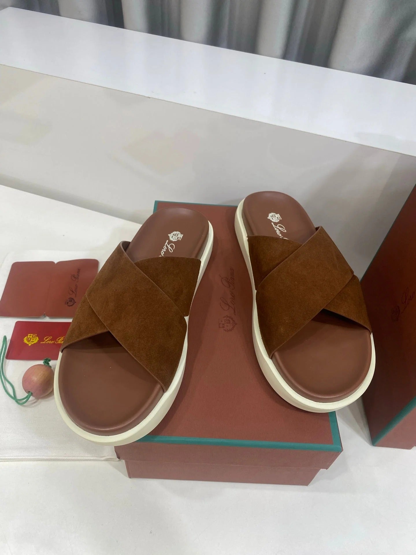 Loro Piana 2026 Cross-strap Slipper Suede Leather 911319