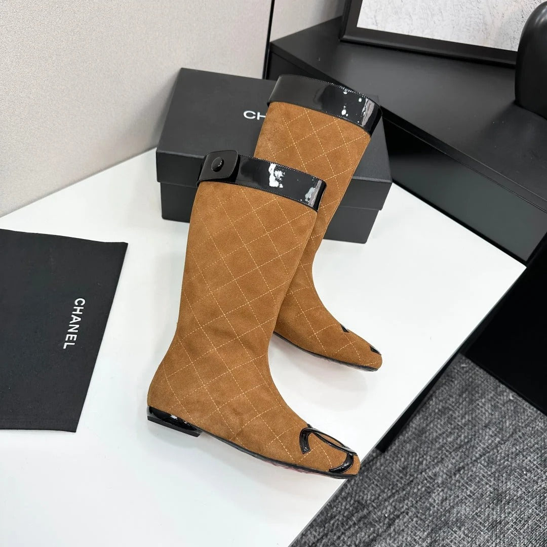 Chanel 2026 Cambon Line Quilted Boots Suede Leather 985743