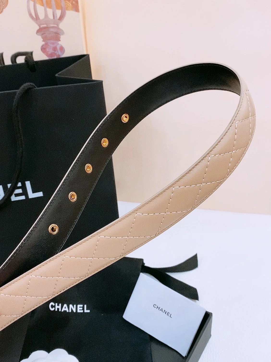 Chanel 2026 Quilted CC Buckle Belt 30mm Lambskin
