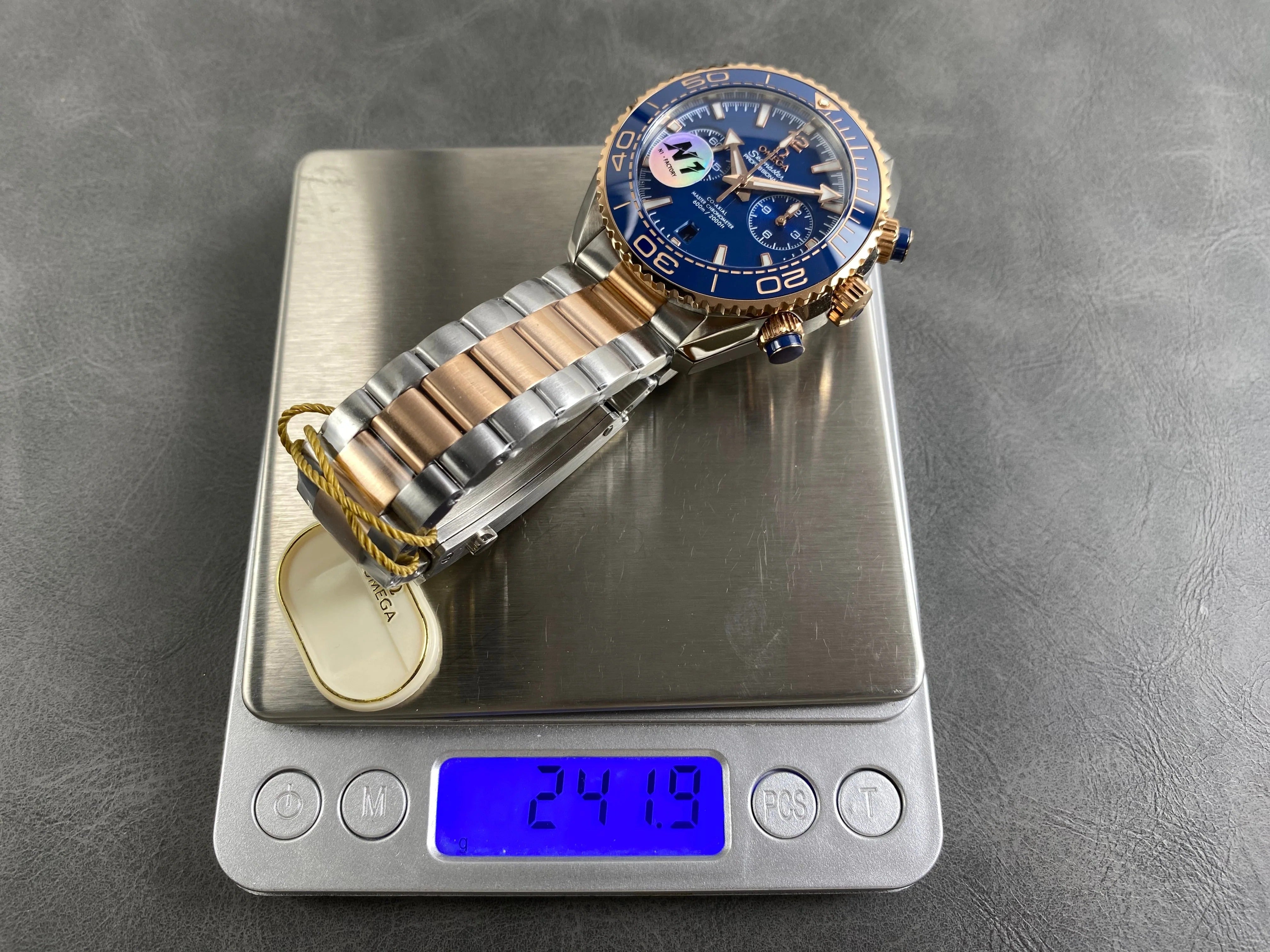 Omega Seamaster 46mm Blue Dial Pink Gold Steel