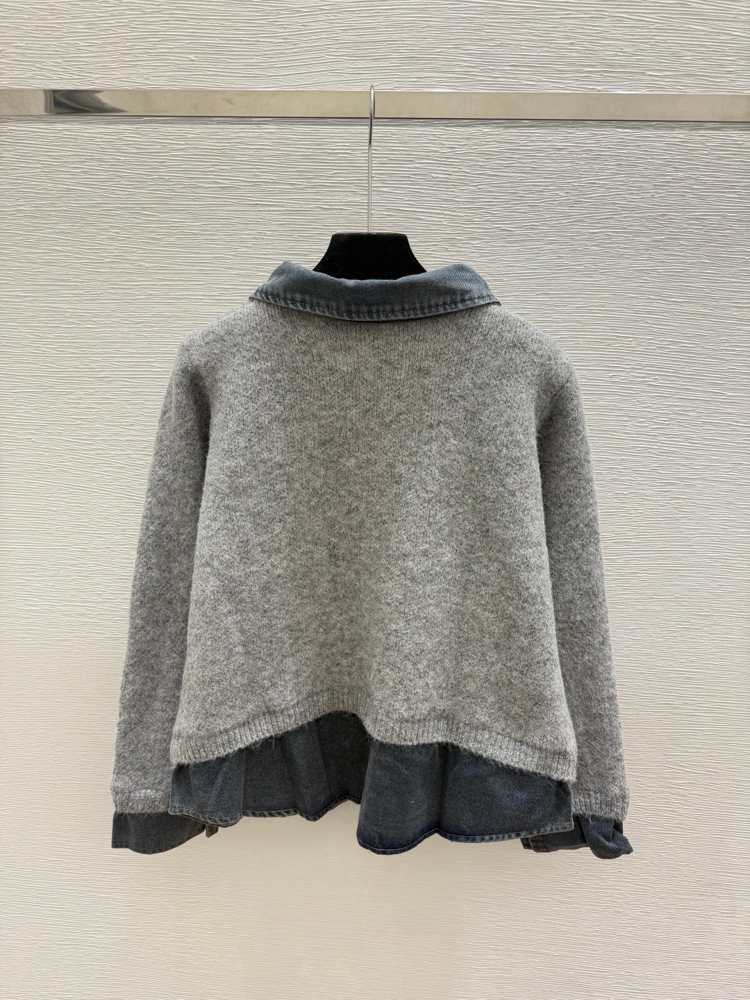 Miumiu 2026 Collared Knitted Long-Sleeve Cardigan Denim Wool 913512