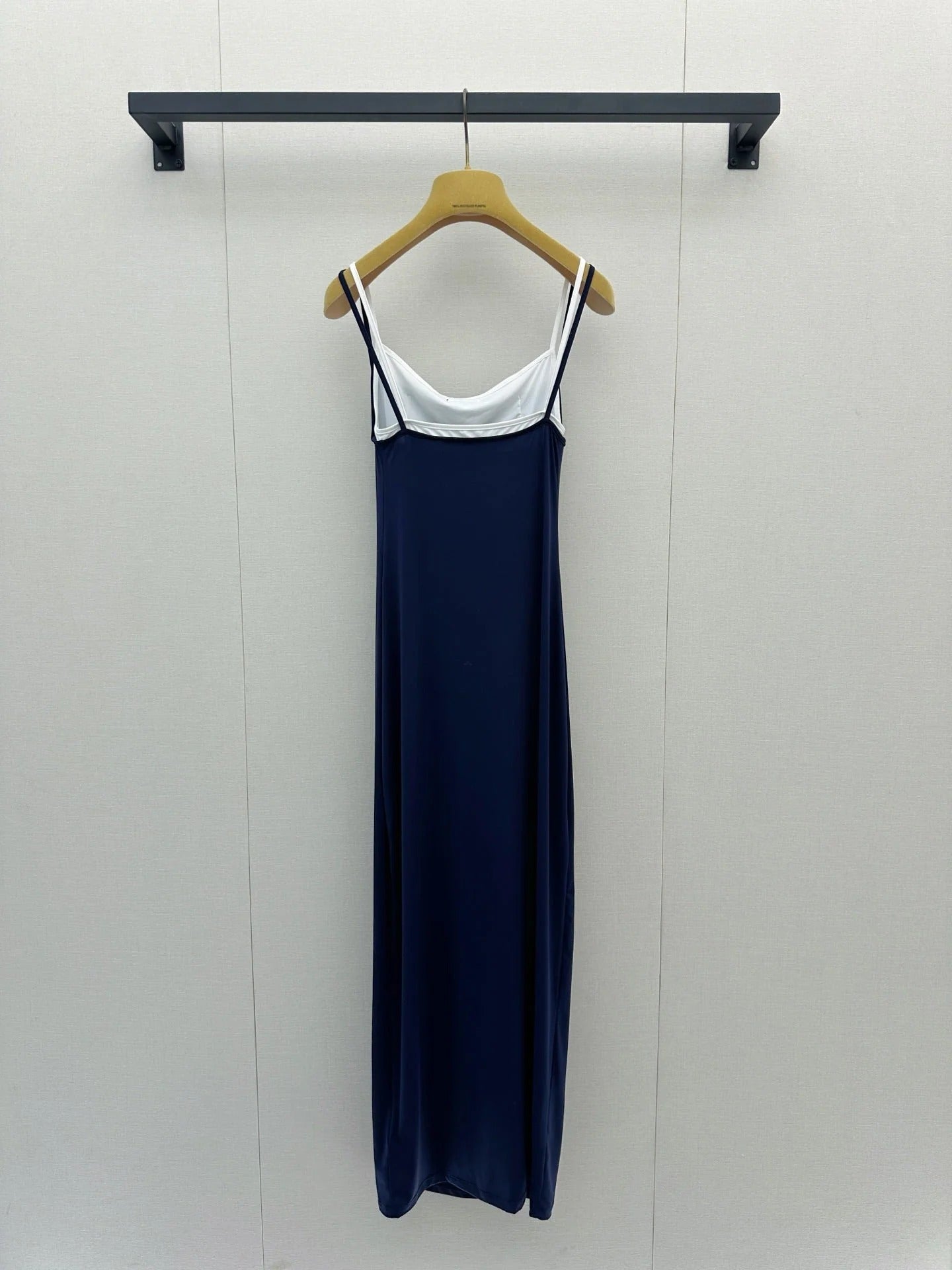 MiuMiu 2026 Slip Dress Navy White Cotton 648439