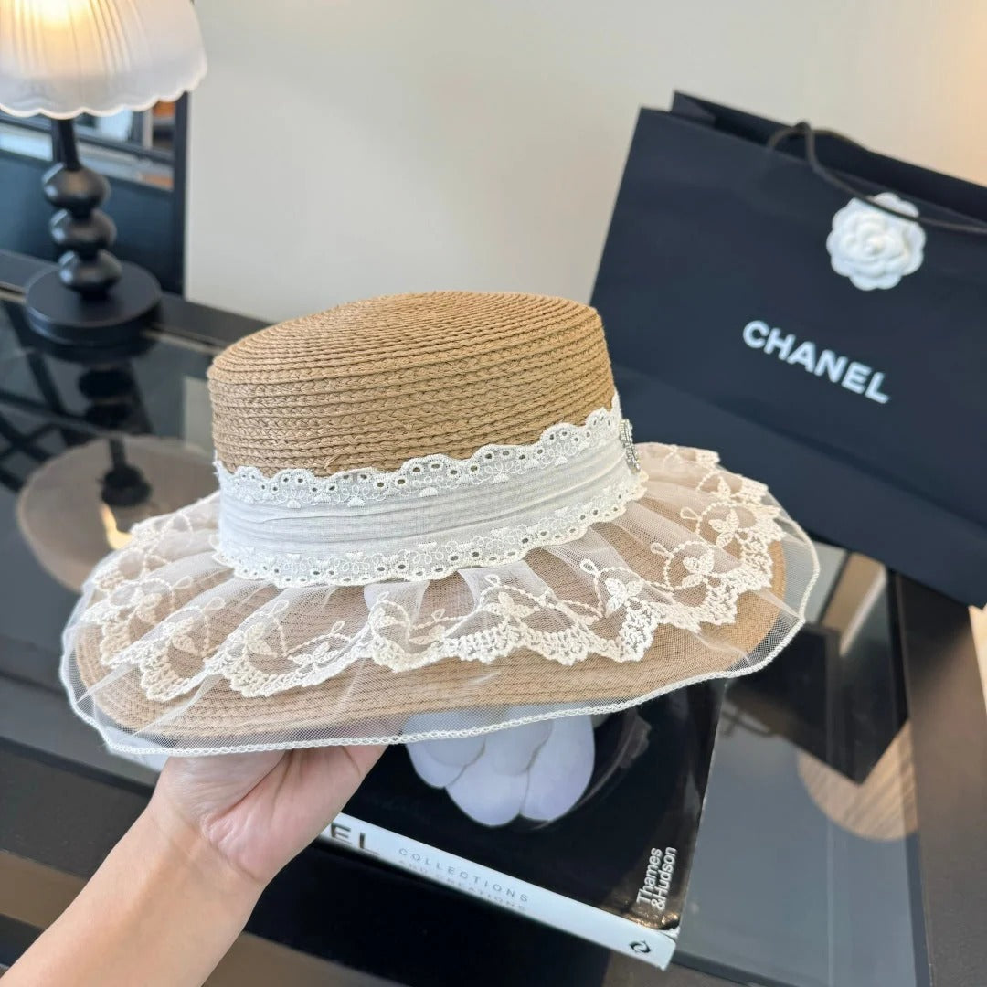 Chanel Lace Straw Hat 400882