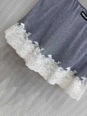 Miumiu 2026 Lace Set Grey White Cotton
