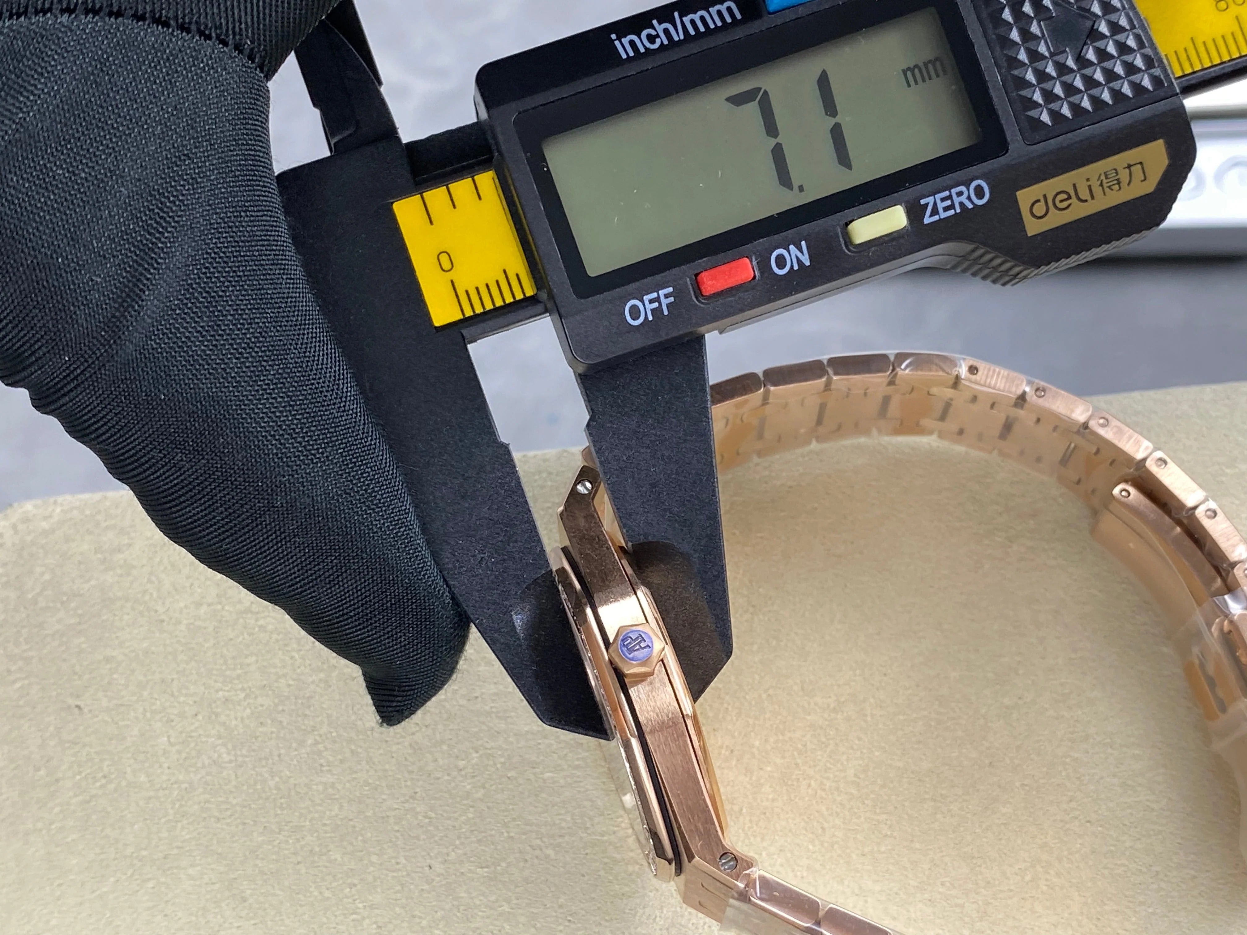 Audemars Piguet Royal Oak 33mm Pink Gold Case Brown Dial Diamond Bezel