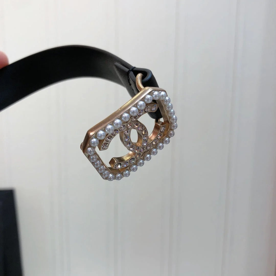 Chanel 2026 Pearl Buckle Belt 20mm Leather