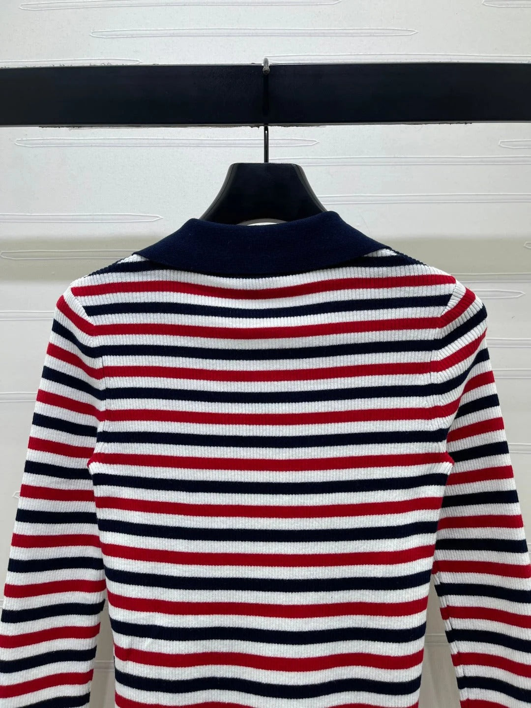 Chanel 2026 Striped Long-Sleeve Top Red Mix Colors Cotton 417672
