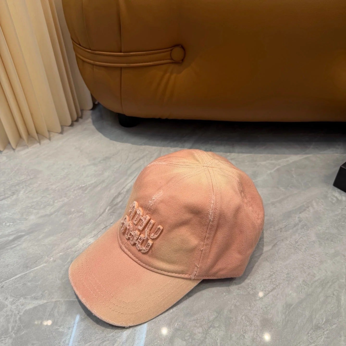 Miumiu Logo-embroidered Distressed Baseball Cap 413112