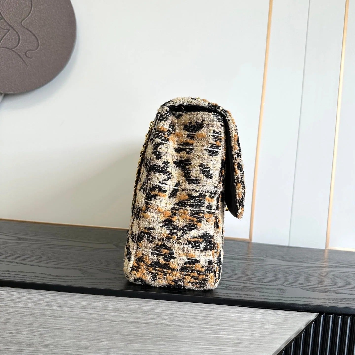 Chanel 2026 Leopard Print CF Maxi Flap Bag Tweed Leather
