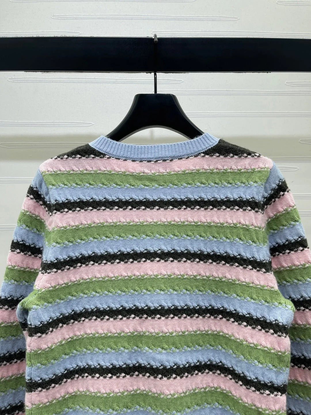 Chanel 2026 Striped Cardigan Blue Pink Green Wool 417669