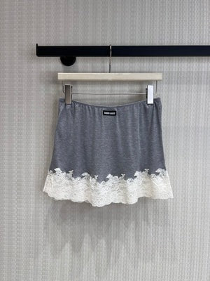 Miumiu 2026 Lace Set Grey White Cotton