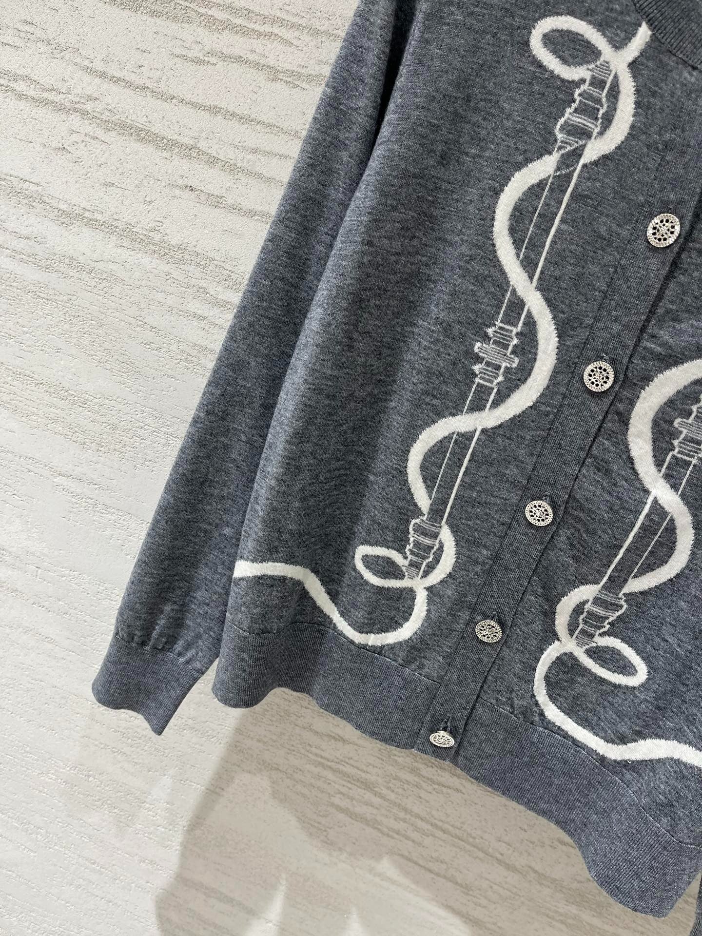 Hermes 2026 "Ferronnerie" Long-sleeve Cardigan Wool 800302