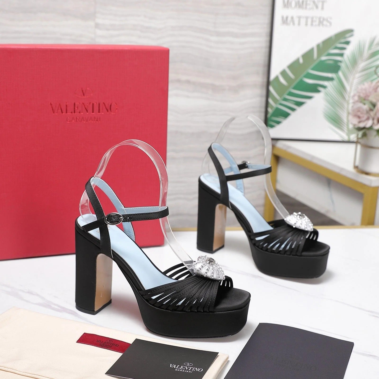 Valentino 2026 Garavani Coeur Royal Platform 110mm Sandals In Satin 864545