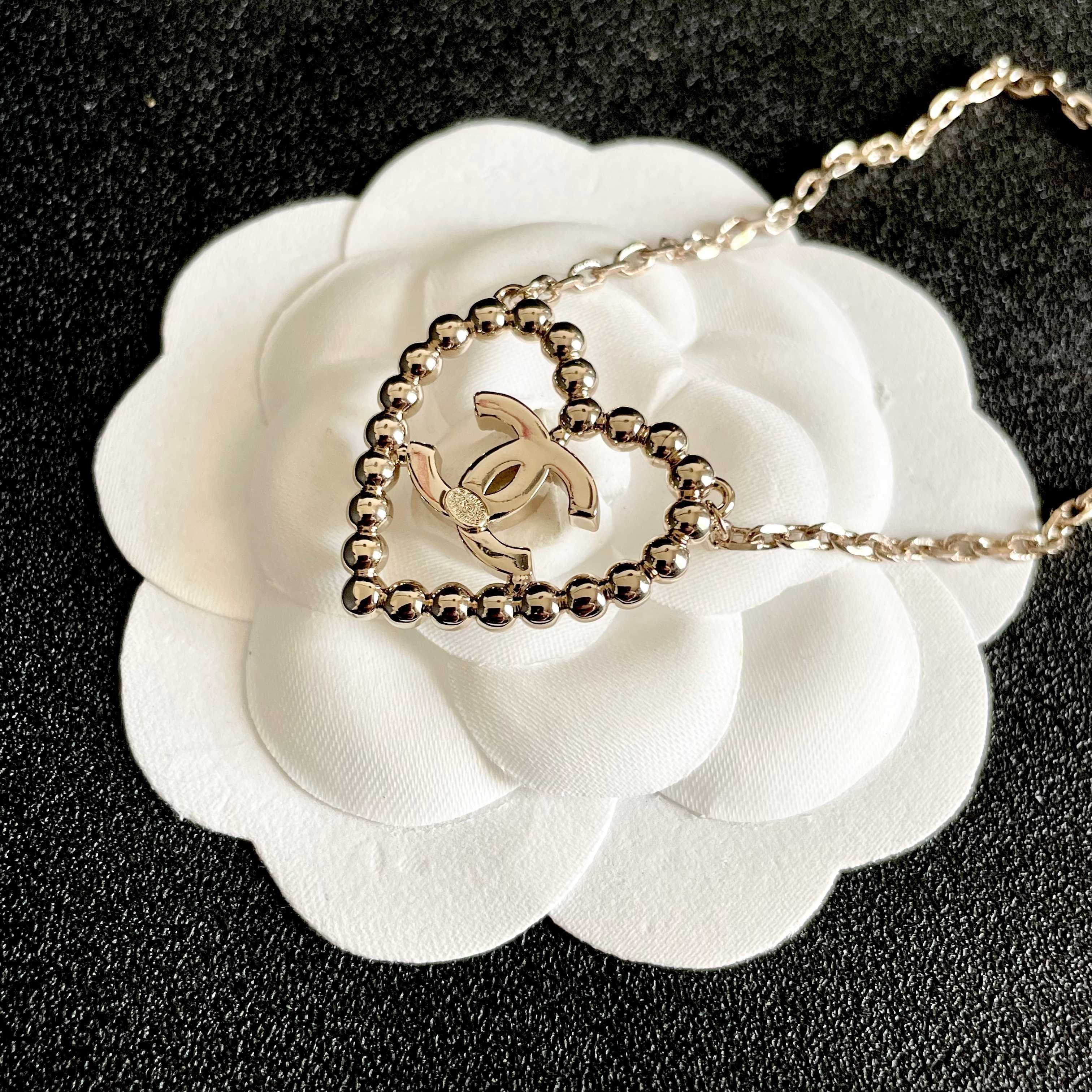 CC Vintage Heart Double C Diamond Gold Necklaces