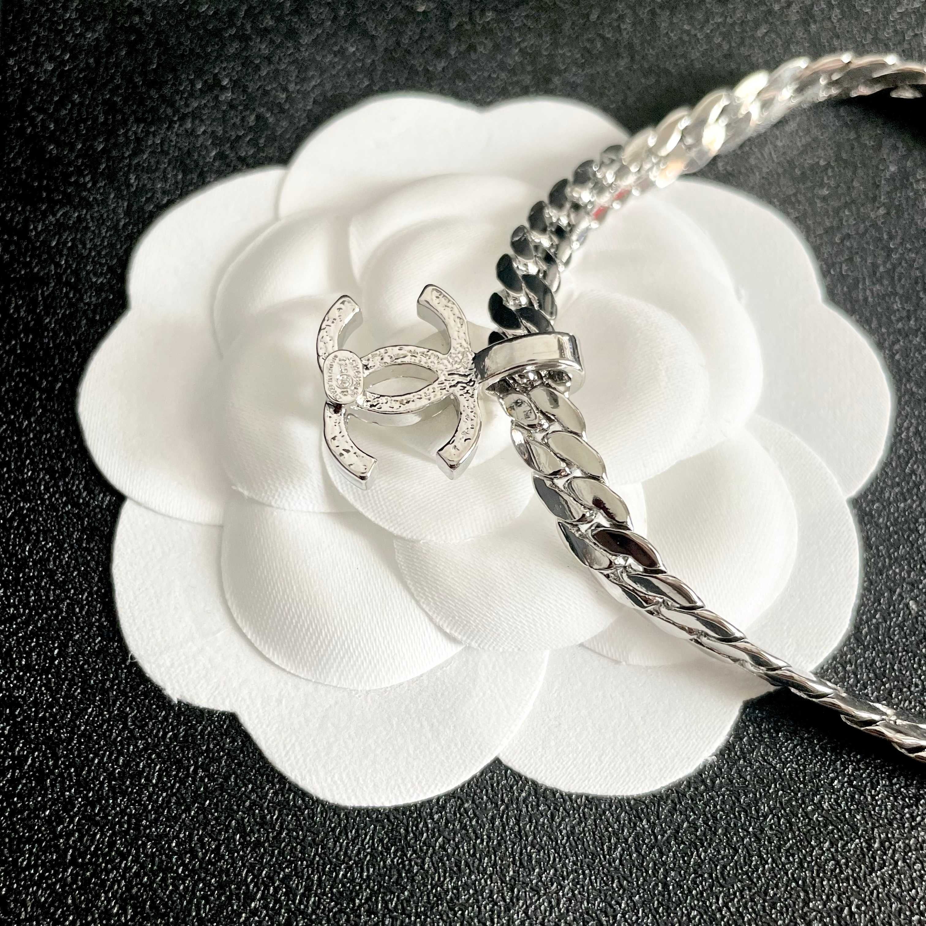 CC Plated Curb Chain Sliver Diamond Necklace