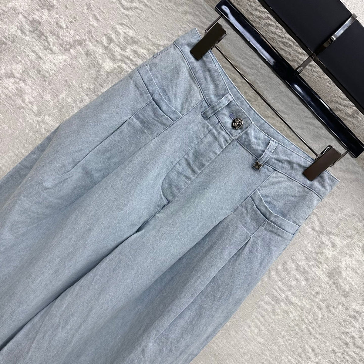 Chanel 26s Short-Sleeve Denim Shirt 1434