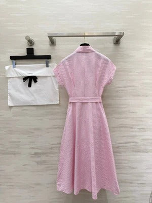 Chanel 2026 Striped Shirt Dress Pink and Blue Cotton 377536