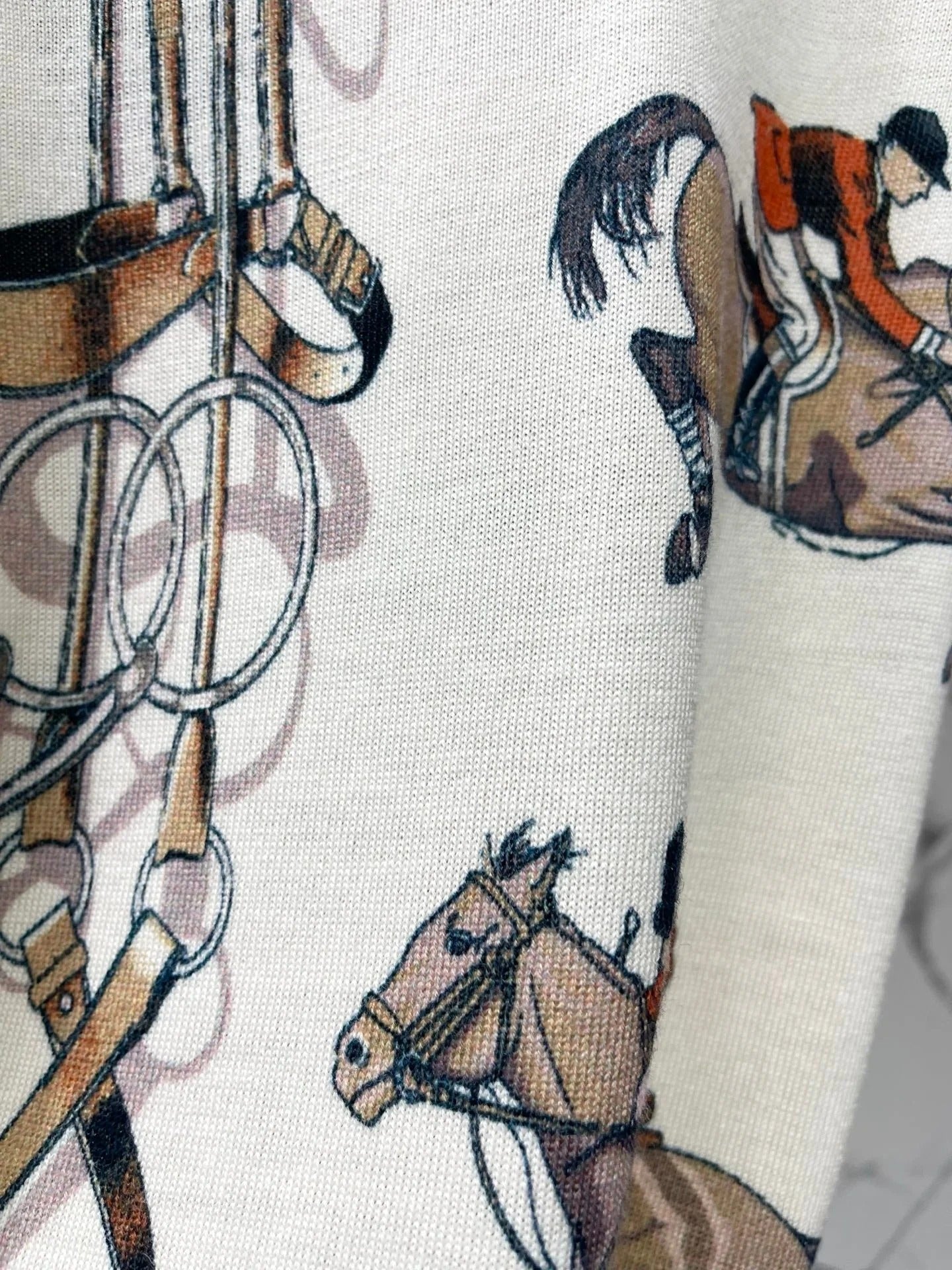 Hermes 2026 Blend Short-Sleeve Printed Shirt White Mix Colors Wool 653835