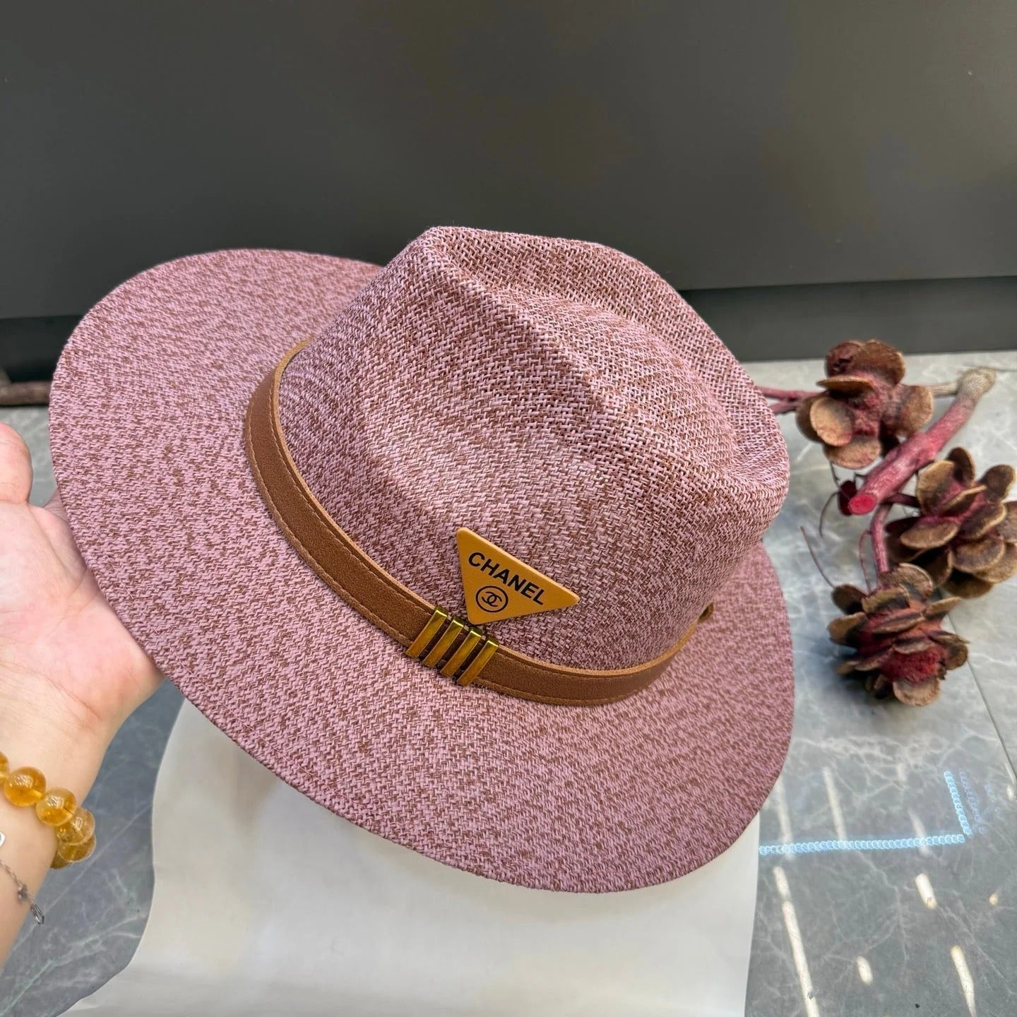 Chanel Fedora Straw Hat 215967
