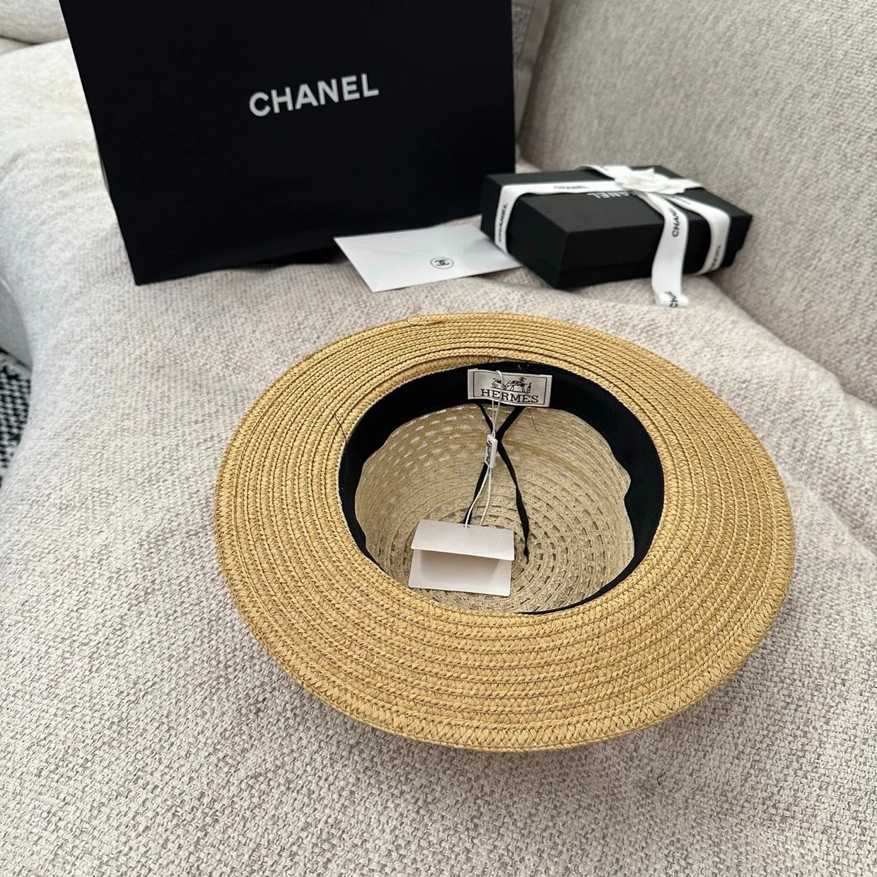 Hermes Flat-top Straw Hat 214518
