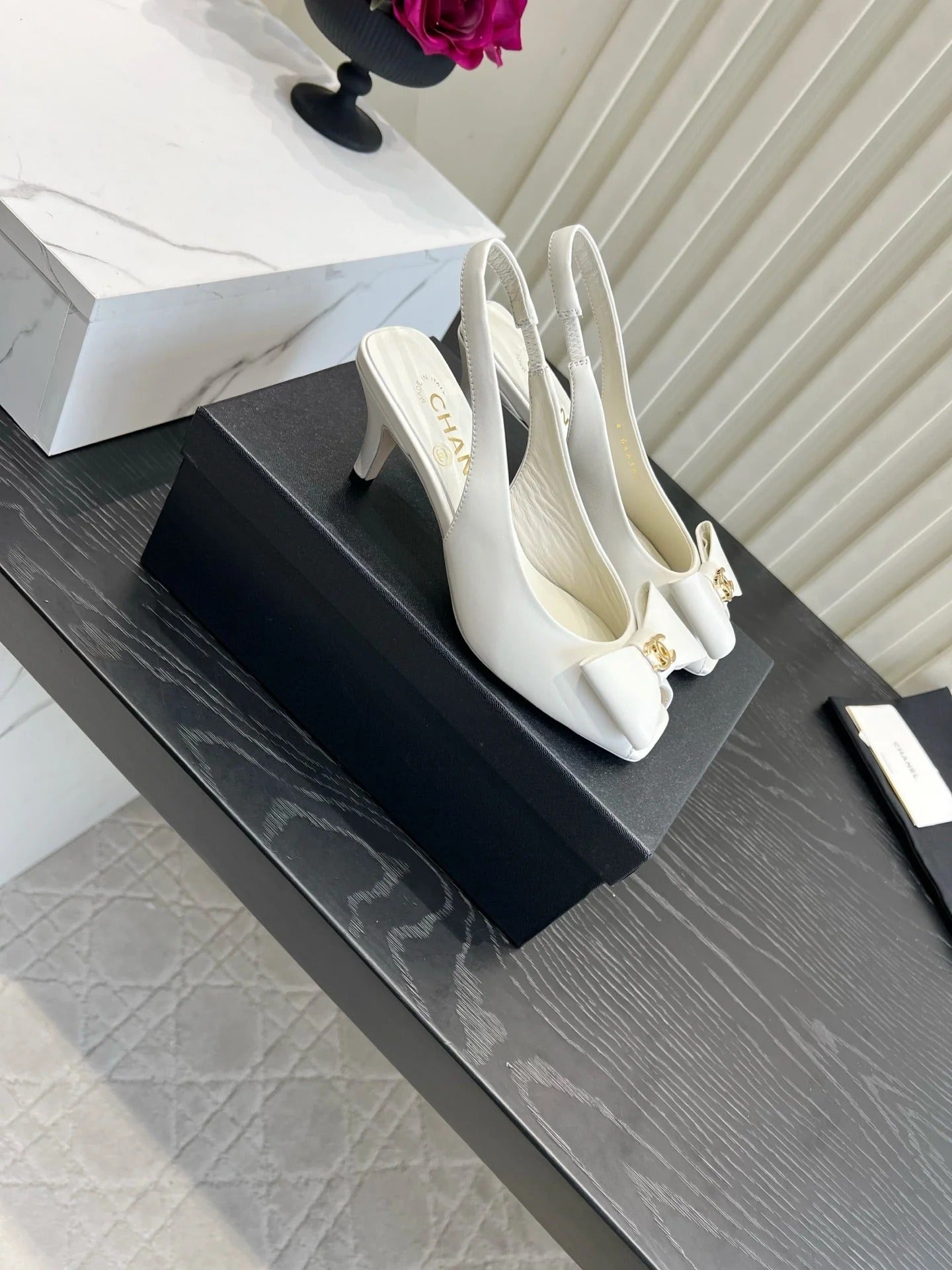 Chanel 2026 Bow-Tie Slingback 60mm Suede Sheepskin 977148
