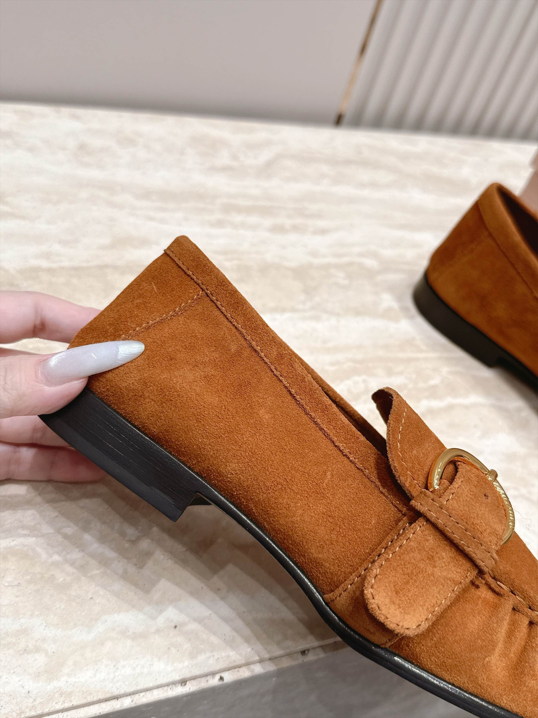 Miumiu 2026 Buckle Loafers Suede Calfskin 954313