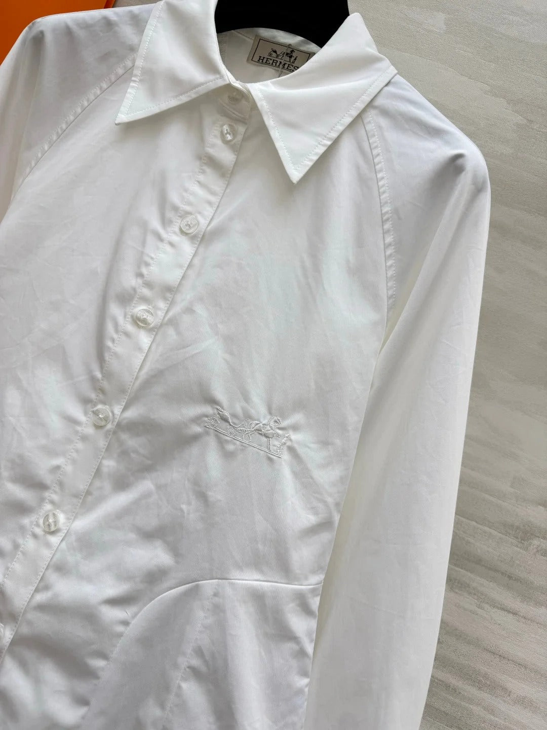 Hermes 2026 Embroidered Shirt White Cotton 416108