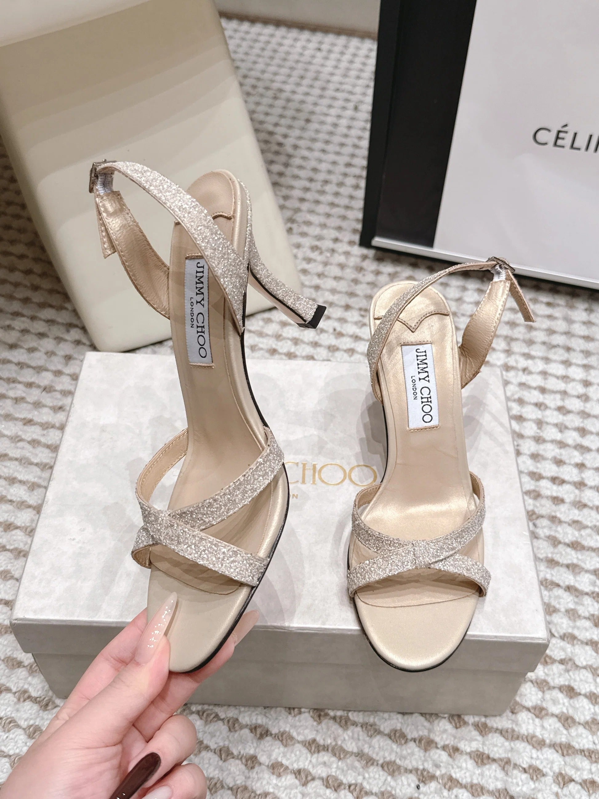 Jimmy Choo 2026 Elsy Sandals 8.5cm Suede Leather 930980