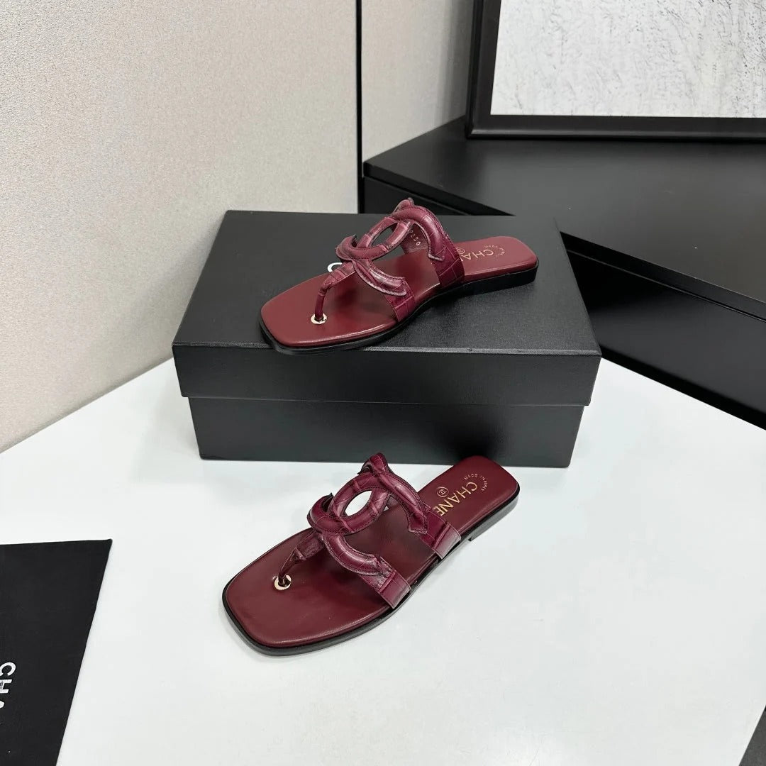Chanel 2026 Flat Thong Sandal Suede Leather 822819
