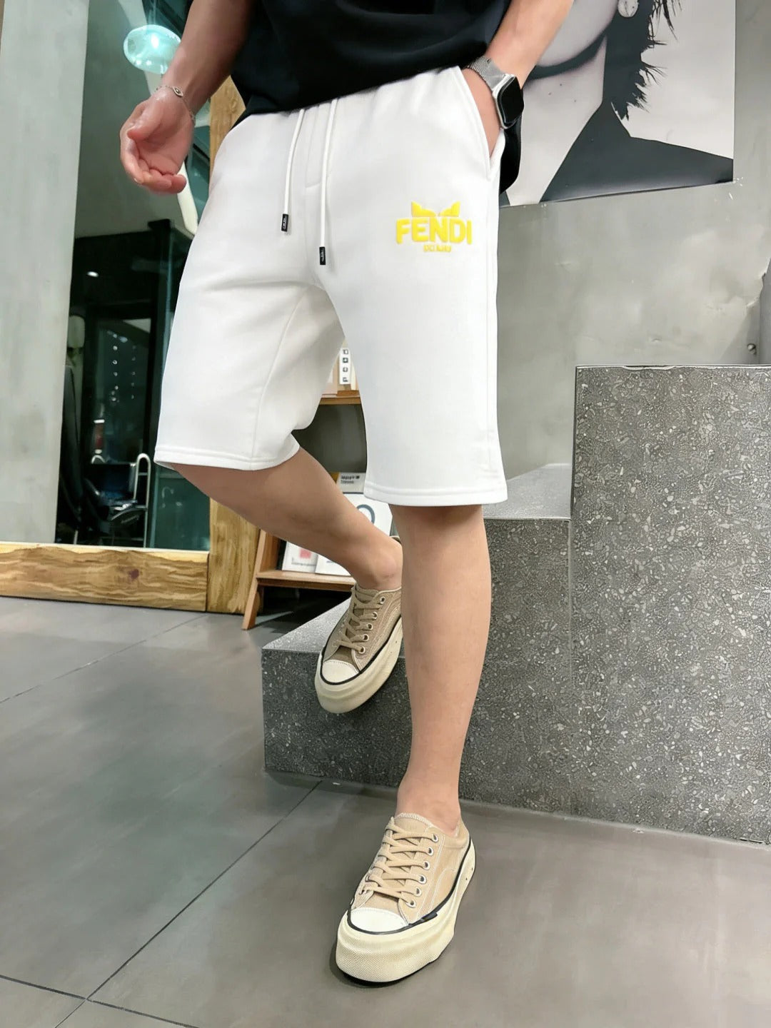 Fendi 2026 Men's Casual Shorts Cotton Fabric 802173
