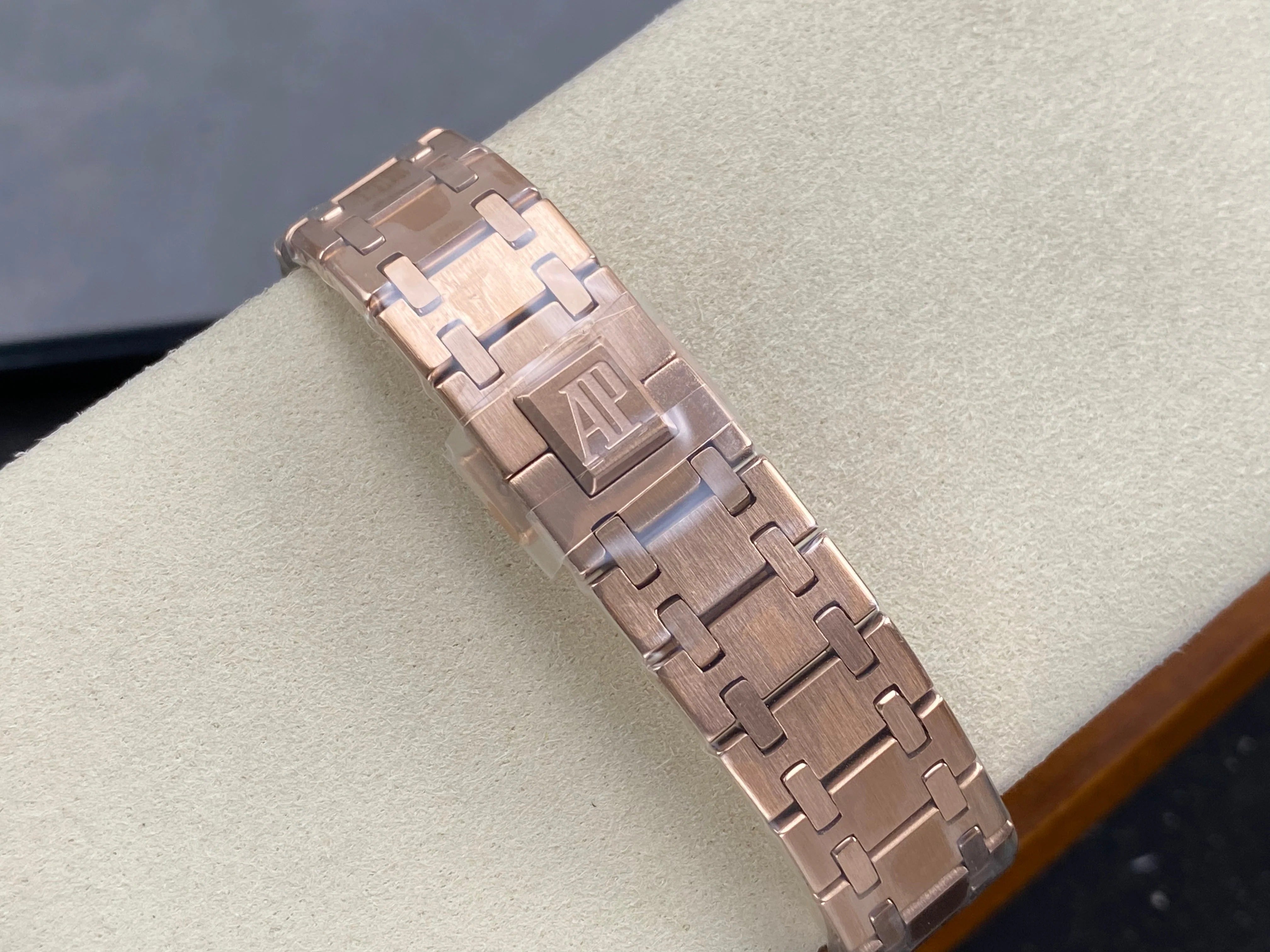 Audemars Piguet Royal Oak 33mm Pink Gold Case Brown Dial Diamond Bezel