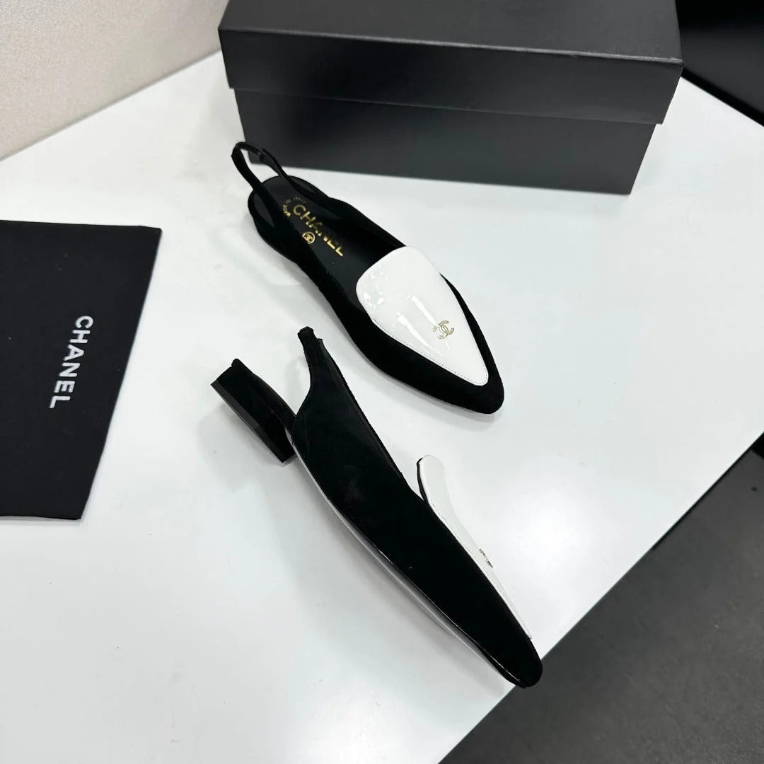 Chanel 2026 Two-Tone Flat Slingbacks Suede Leather 985827
