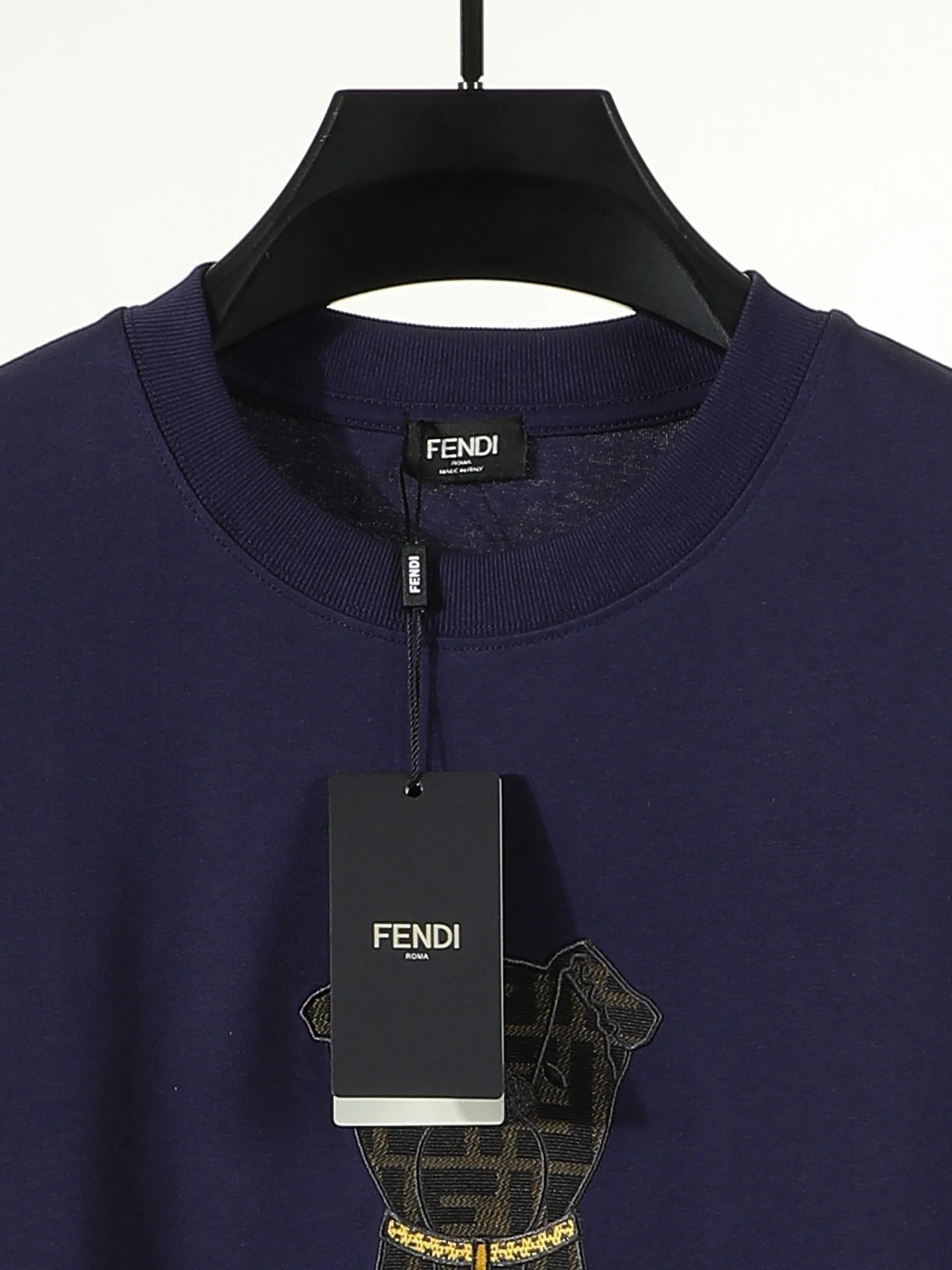 Fendi 2026 Men's Puppy Embroidered T-shirt Cotton 797178