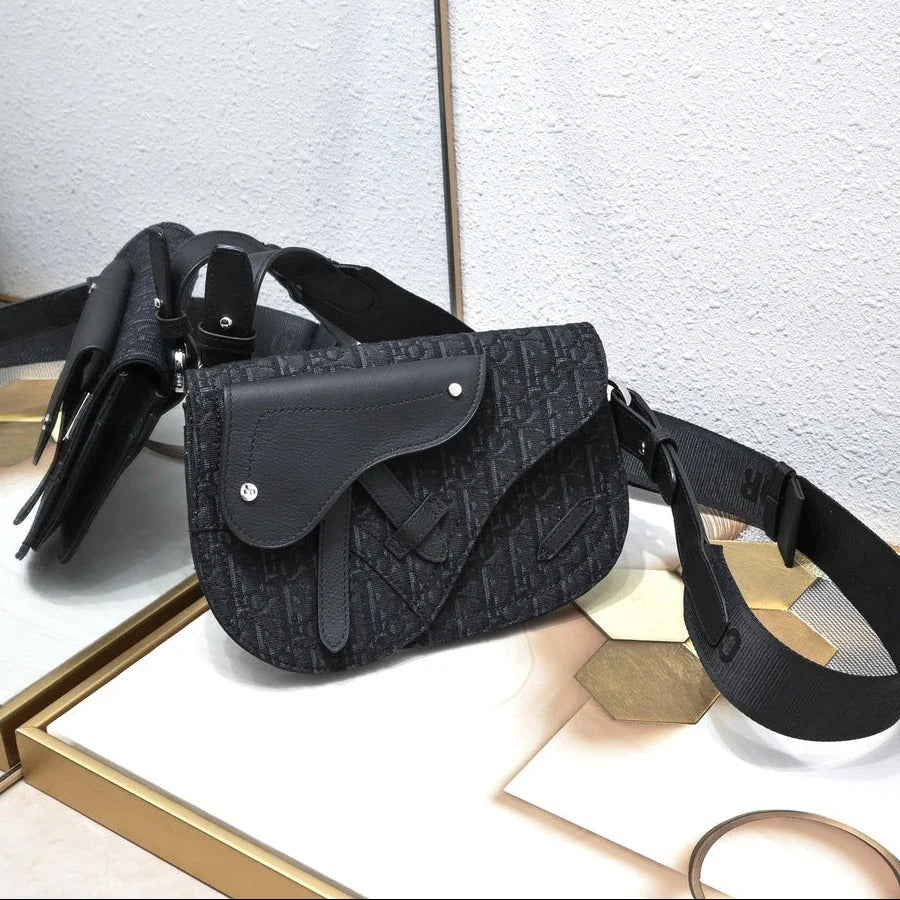 Dior 2026 Saddle Pouch 23.5cm Calfskin Fabric