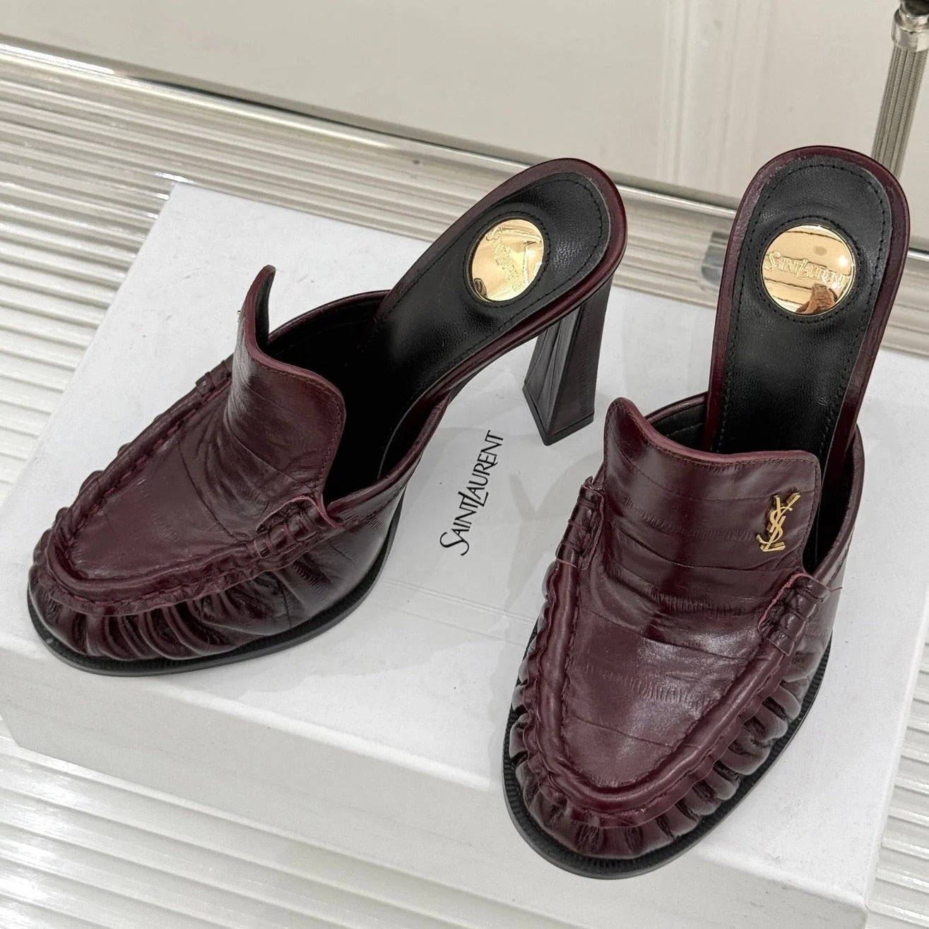 YSL 2026 Le Loafer Cassandre Mule 105mm Suede Leather 642949