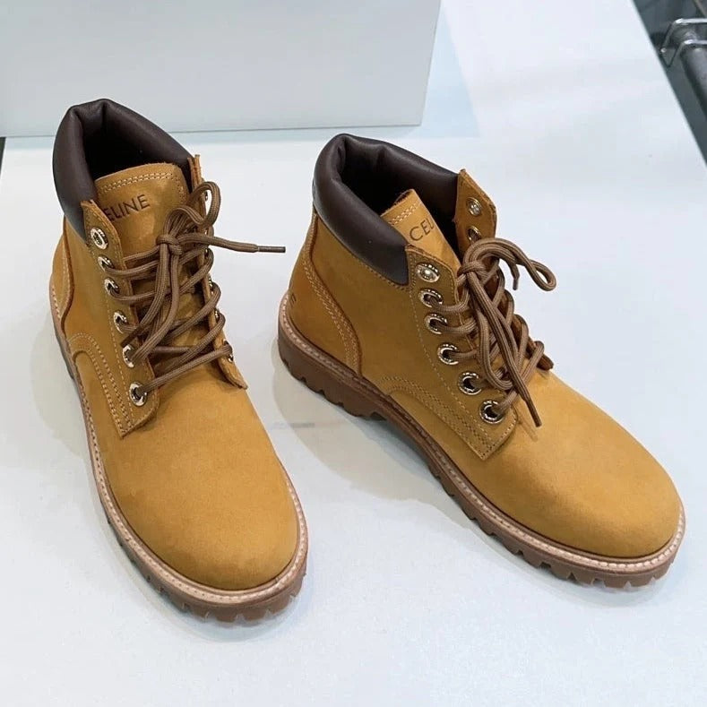 Celine 2026 Martin Lace-Up Boots Nubuck Leather 107294