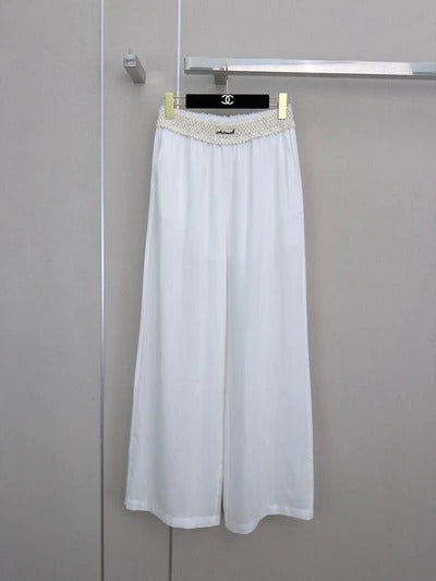 Chanel 2026 Wide-leg Trousers With Unique Waist Tencel Linen 377055