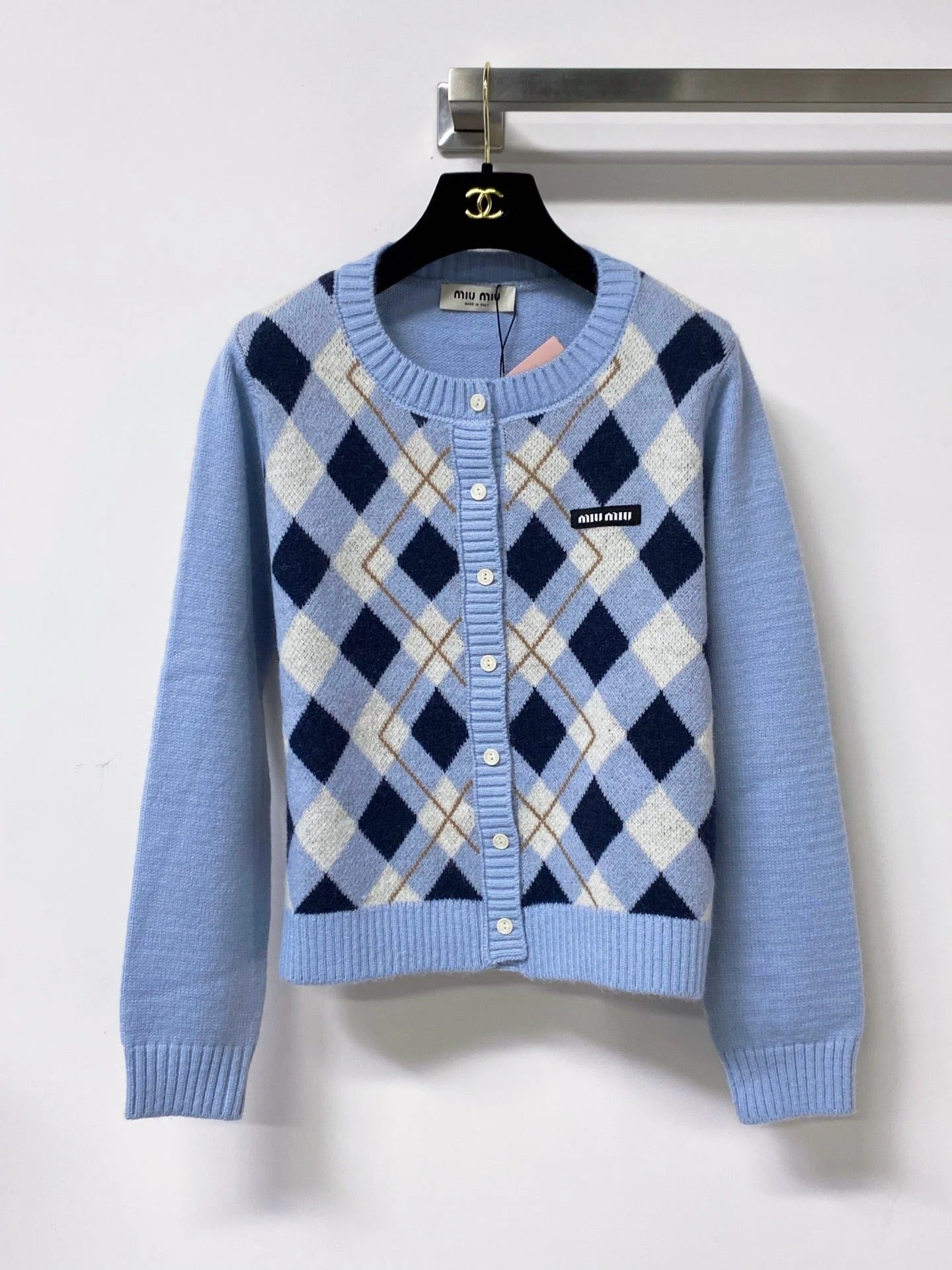 Miumiu 2026 Cardigan with Logo Embellishment Wool 836130