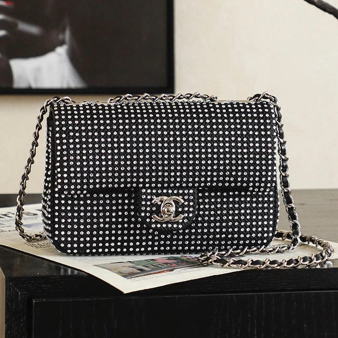 Chanel 2026 Classic Flap Bag 20cm With Sparkling Stones Leather