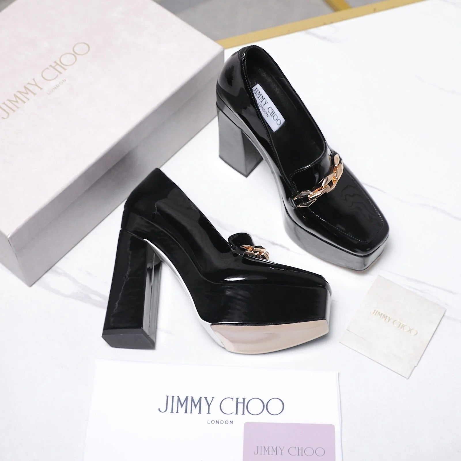 Jimmy Choo 2026 Chunky Heel Platform Pumps 115mm Patent Leather 913258