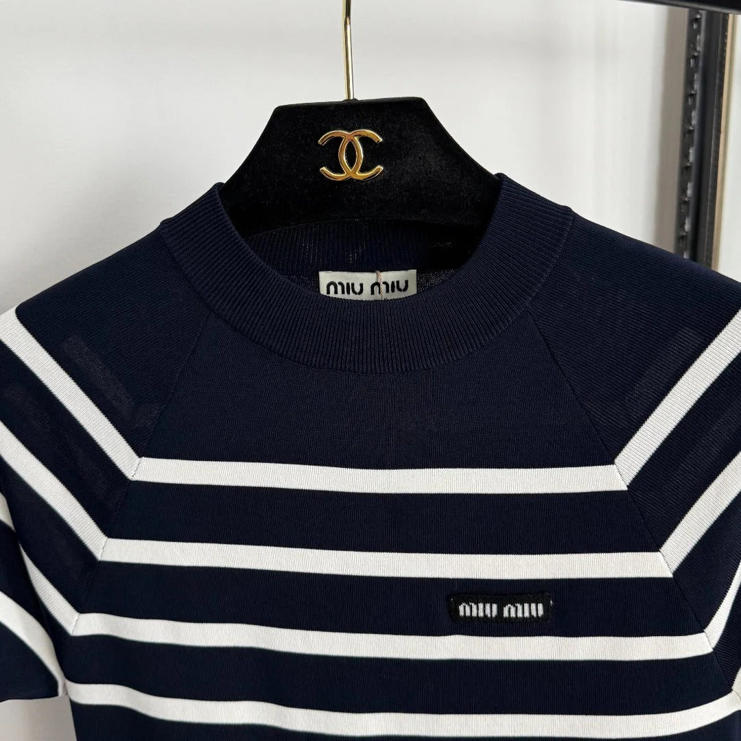 MIUMIU SHORT-SLEEVE KNIT TOP STYLE 359