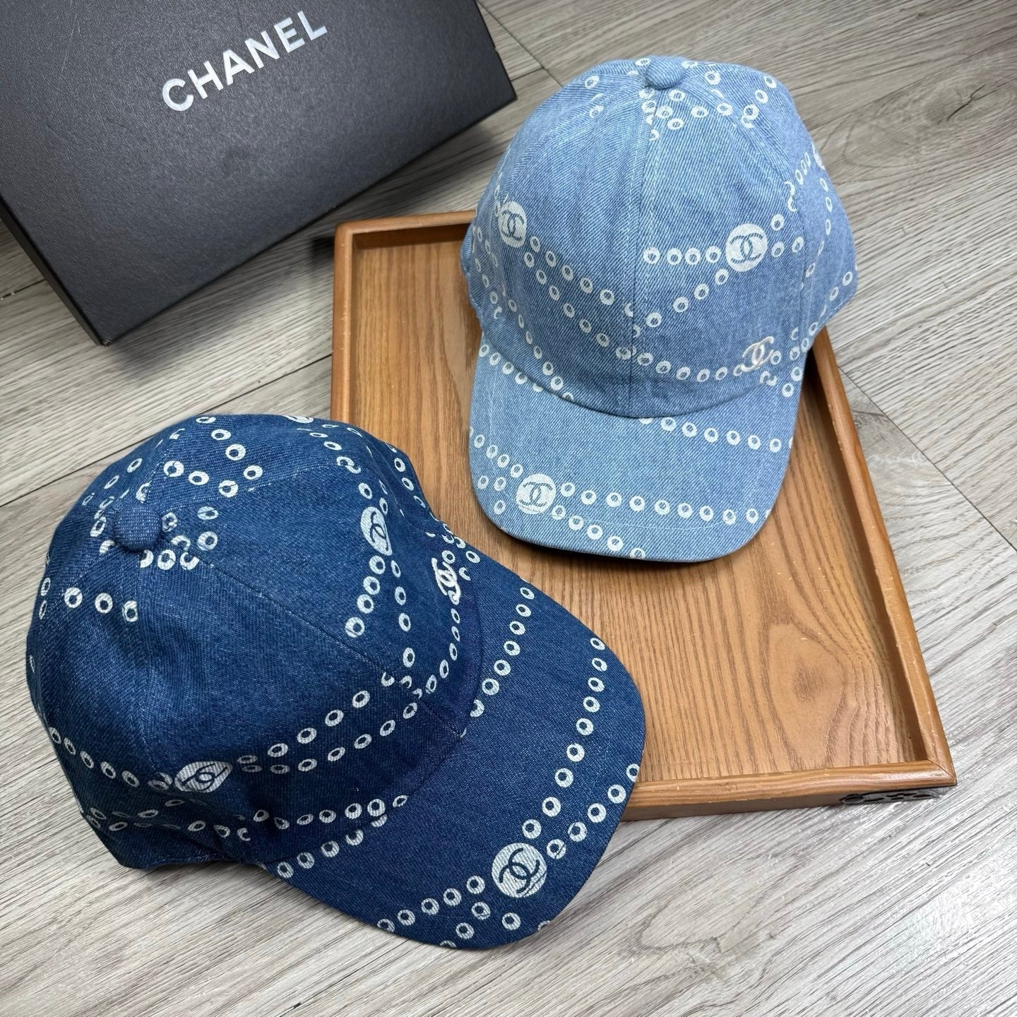 Chanel Chain Pattern Baseball Denim Cap 240591