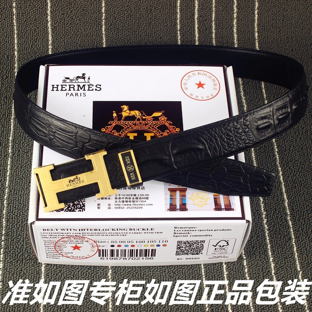 HM Original Belt 38mm Black Epsom Gold Buckle 620266