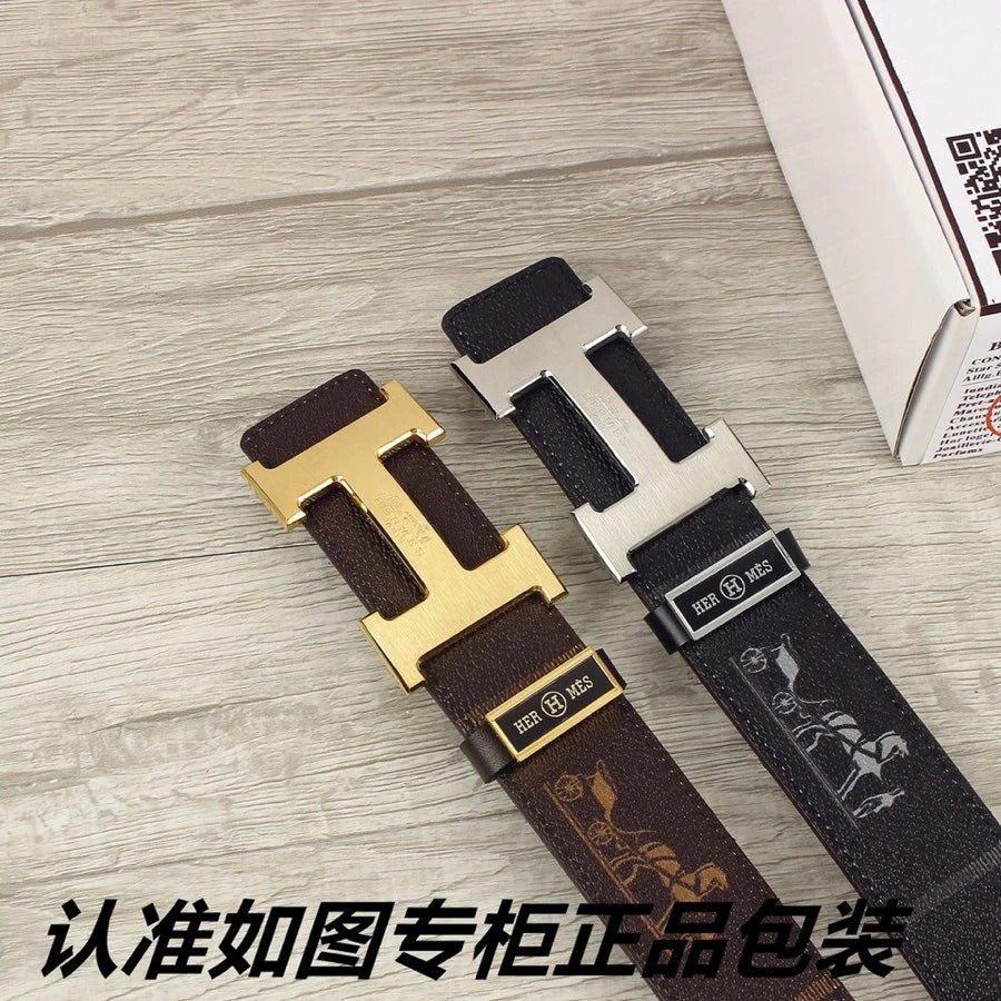 HM Constance Belt 38mm Black Cowhide Sliver Buckle 620194