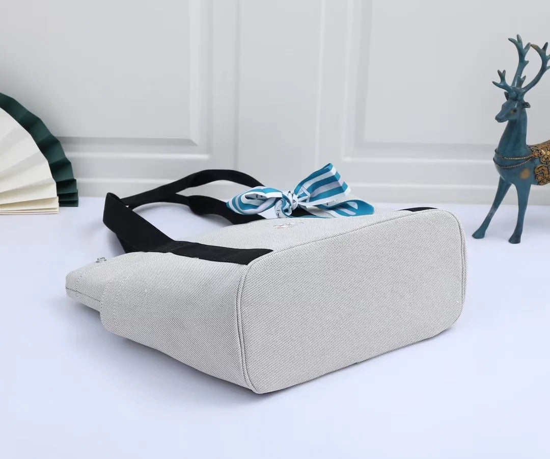 Hermes 2025 Cabriole Nappy Bag Light Gray mix Black Cotton